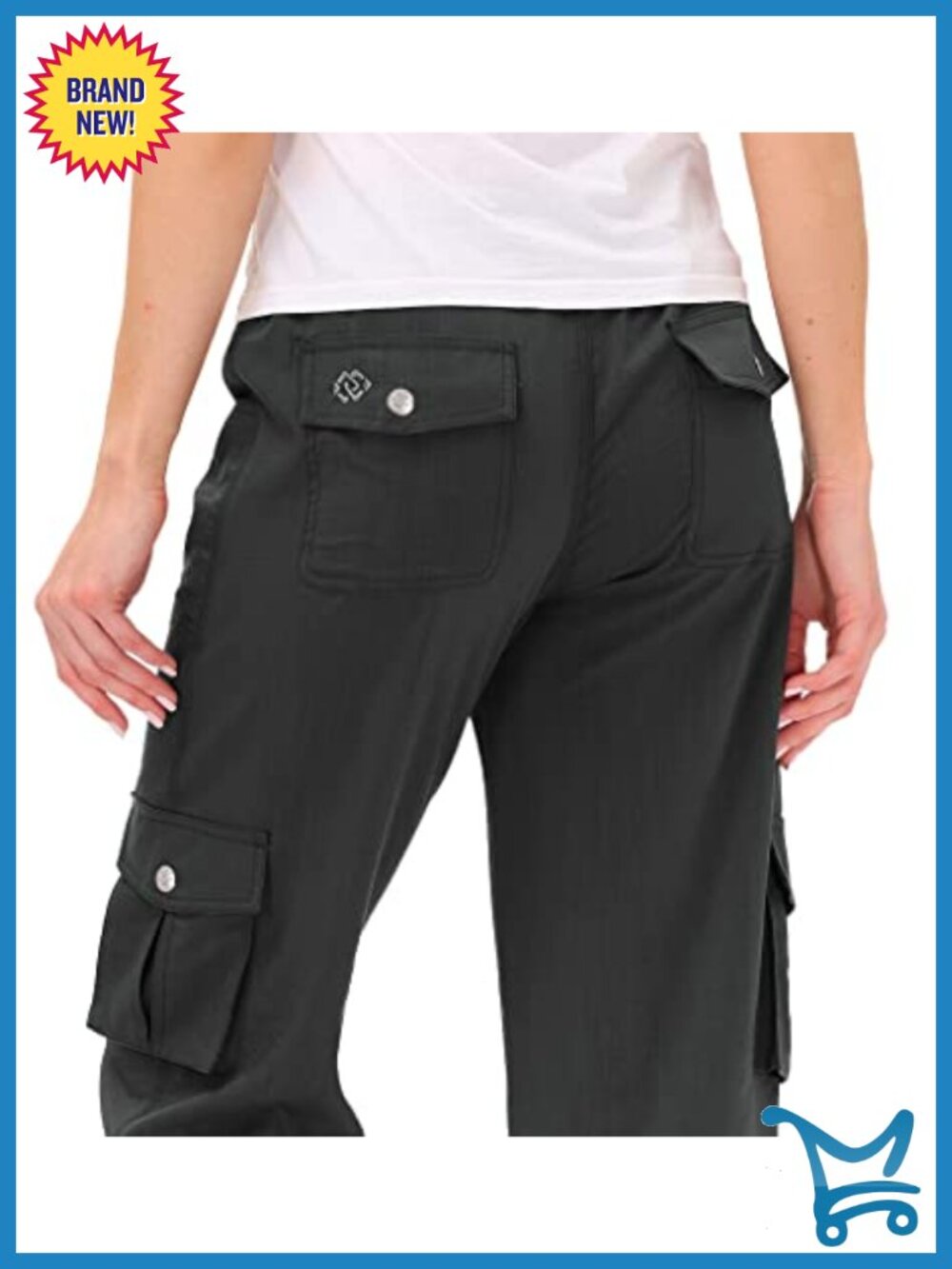 MoFiz Womens Capris Pockets Loose Fit Lightweight Cargo Hiking Outdoor Pants - Picture 4 of 6